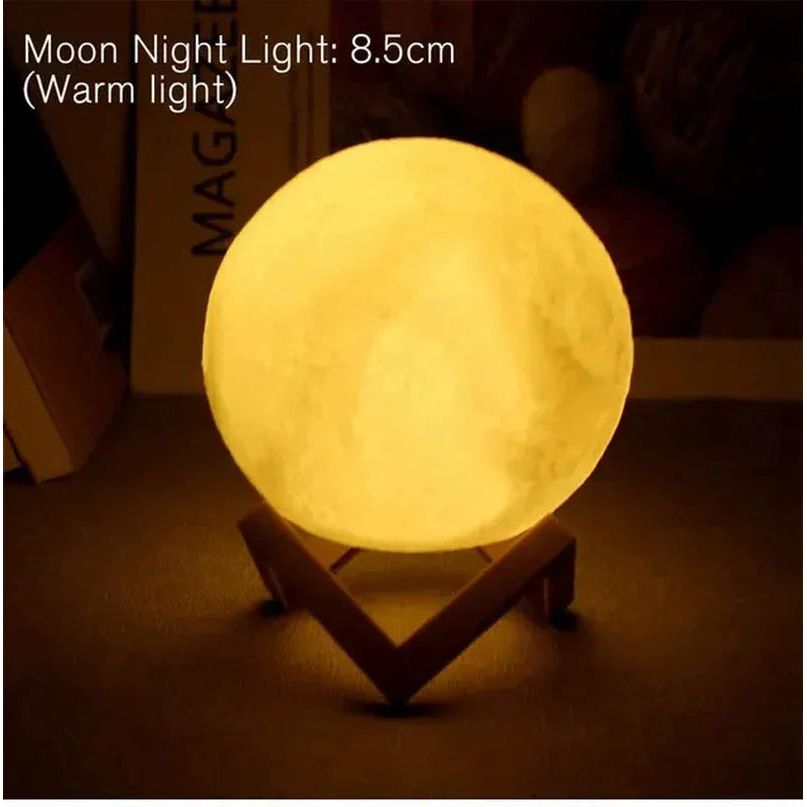 D5 Starry Moon Lamp 8Cm - LED Night Light with Stand, Perfect for Bedroom Decor and Gifts